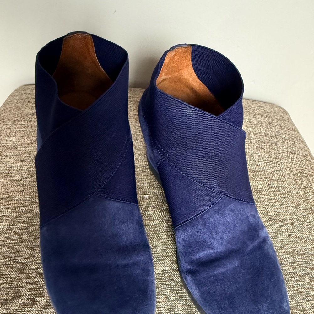 gentle souls Navy Suede Wedge Ankle Boots - Picture 6 of 7